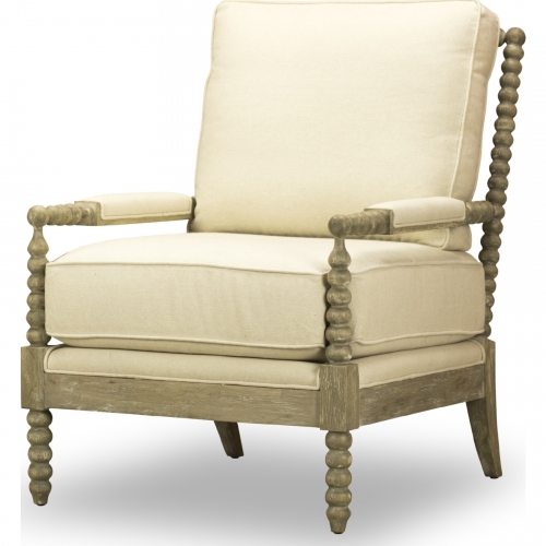 Marche Accent Chair in Wood & Winfield Natural Fabric